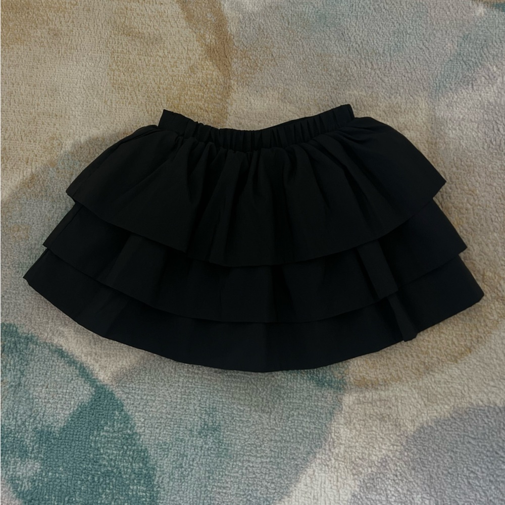 H&M Black Layered Ruffle Skater Skirt